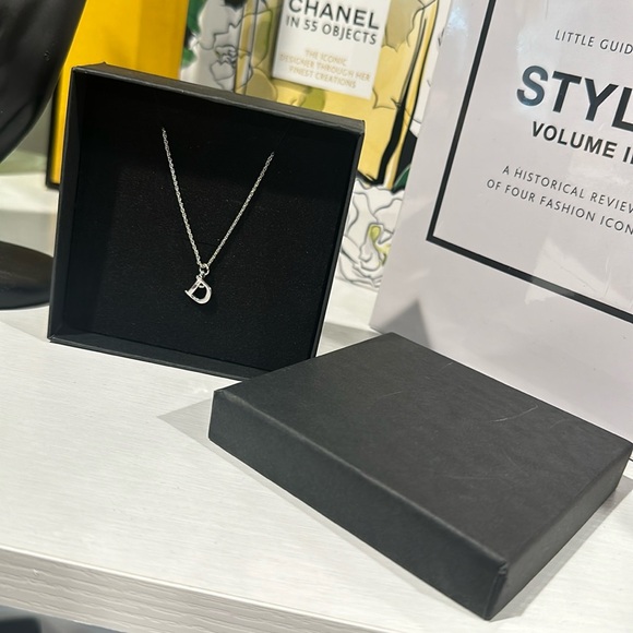 Dior Vintage Silver Tone “D” Charm  Necklace - Picture 5 of 6